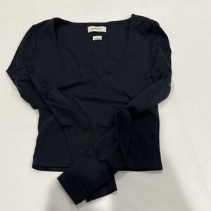 babaton contour scoop neck long sleeve black shirt